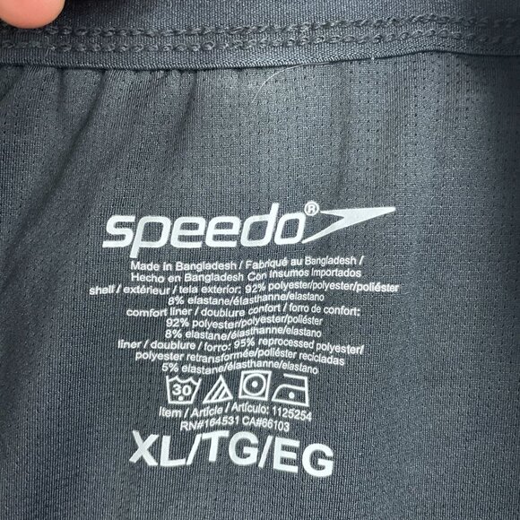 NWOT Speedo Men's XL Swim Shorts Black & Gray Camouflage Pattern Polyester - Picture 6 of 6